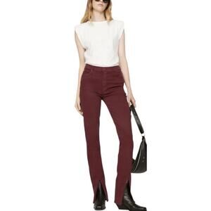 MOTHER The Rascal Sliced Up Heel Jeans In Burgundy Women’s Size 24 NWOT